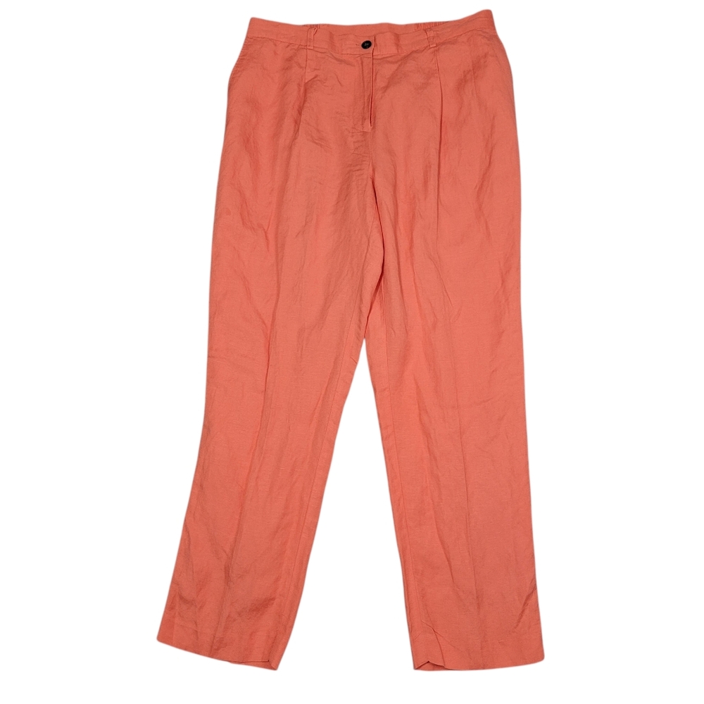 Jessica London Linen Blend Orange Plus Size Pants Size 16 Coastal Business Beach